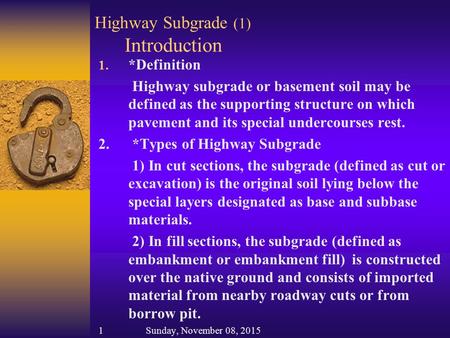 Highway Subgrade (1) Introduction