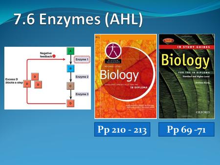 7.6 Enzymes (AHL) Pp 210 - 213 Pp 69 -71.