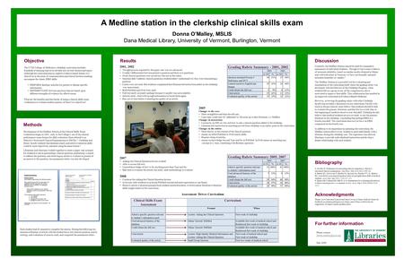 Methods Development of the Medline Station of the Clinical Skills Exam workstation began in 2001, early in the College’s use of the clinical performance.