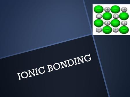 IONIC BONDING. What is an ion?  An ion: an atom or bonded group of atoms with a positive or negative charge Cation: A positively charged ion Cation: