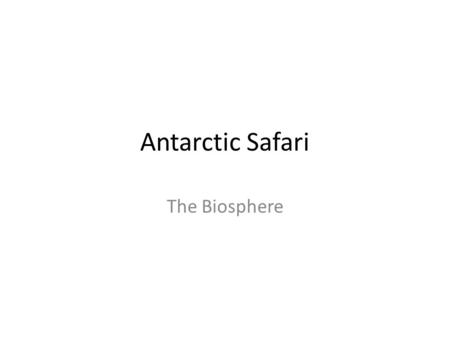 Antarctic Safari The Biosphere. Antarctic Fauna Adelie Penguin Fur Seal Killer Whale Brown Skua Toothfish.