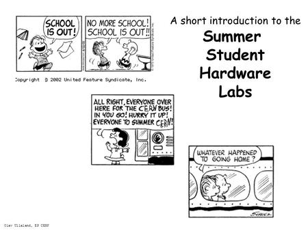 A short introduction to the Summer Student Hardware Labs Olav Ullaland, EP CERN.