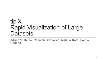 TipiX Rapid Visualization of Large Datasets Adrian V. Dalca, Ramesh Sridharan, Natalia Rost, Polina Golland 1.