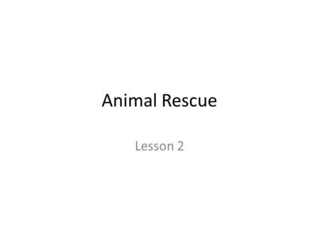 Animal Rescue Lesson 2. What will you do in this lesson?