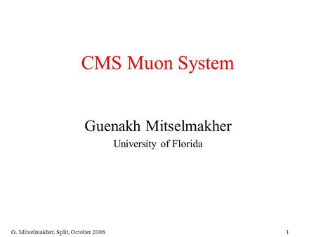 CMS Muon System Guenakh Mitselmakher University of Florida