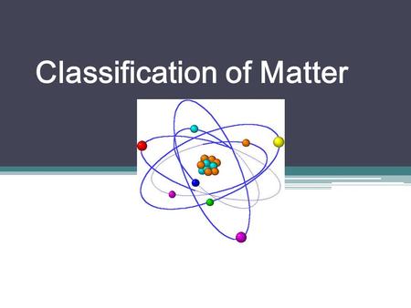 Classification of Matter. Chemistry Chemistry- ▫The study of matter and the changes it undergoes Matter ▫Anything that has mass and volume.