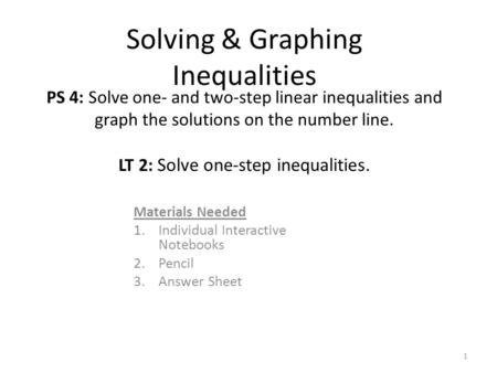 Solving & Graphing Inequalities