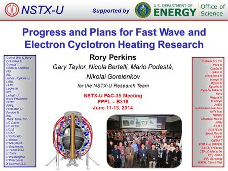 Progress and Plans for Fast Wave and Electron Cyclotron Heating Research NSTX-U Supported by Culham Sci Ctr York U Chubu U Fukui U Hiroshima U Hyogo U.