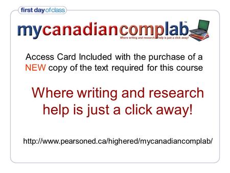 Access Card Included with the purchase of a NEW copy of the text required for this course Where writing and research help is just a click away!
