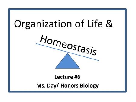 Lecture #6 Ms. Day/ Honors Biology