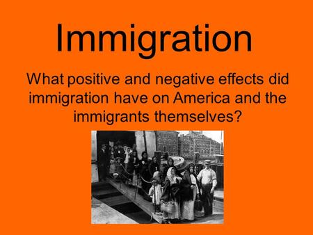 Immigration What positive and negative effects did immigration have on America and the immigrants themselves?