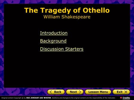 The Tragedy of Othello William Shakespeare