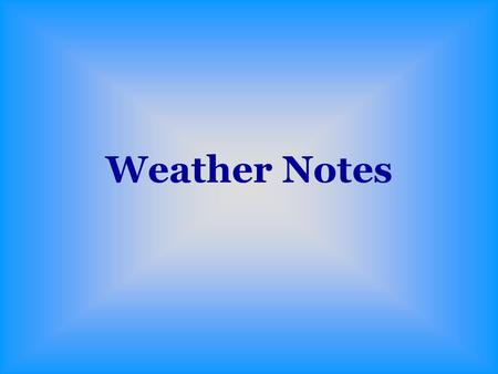 Weather Notes.