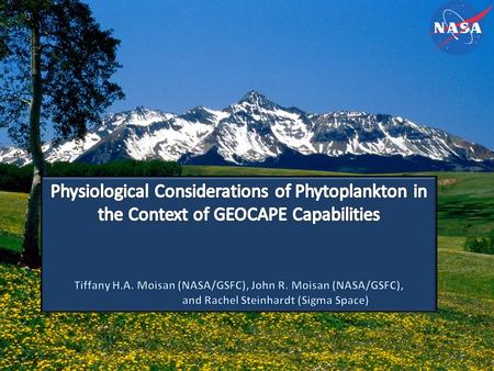 Title page. “ Possible Geocape Capabilities Measurements of Diurnal Variability with Requirements of hours to days……………. “