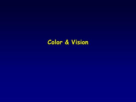 Color & Vision. Parts of the Eye l 3 types of cones in retina l Each responds more strongly to wavelength for which it is named l As the cones are stimulated.