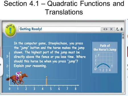 Section 4.1 – Quadratic Functions and Translations