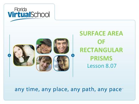 SURFACE AREA OF RECTANGULAR PRISMS Lesson 8.07. Surface Area of Rectangular Prisms The surface area of a solid is the sum of the areas of its outside.