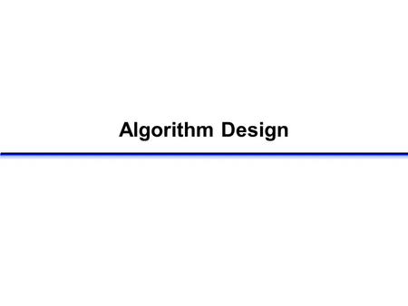 Algorithm Design.