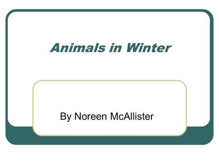 Animals in Winter By Noreen McAllister. Migration Migration means to move to warmer places during the cold winter months. Migration means to move to warmer.