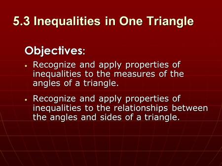 5.3 Inequalities in One Triangle