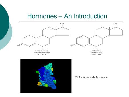 Hormones – An Introduction FSH – A peptide hormone.
