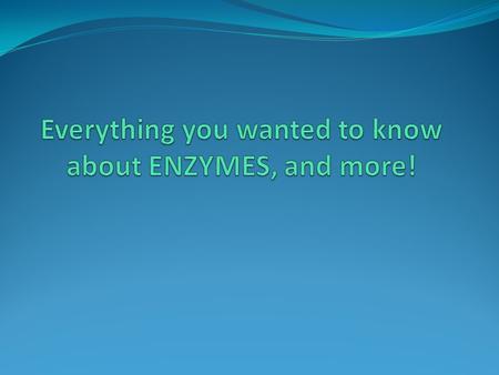 Everything you wanted to know about ENZYMES, and more!