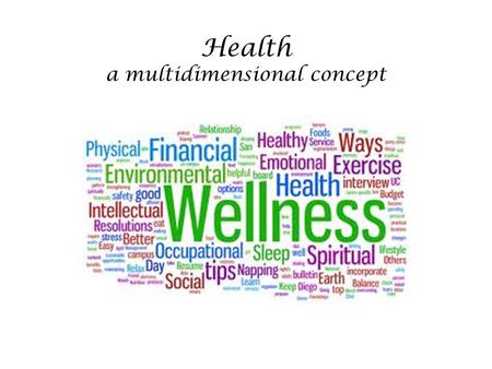 Health a multidimensional concept. 6 Dimensions of Health.