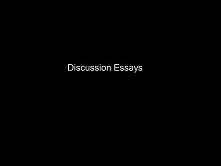 Discussion Essays.    成 