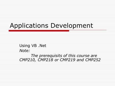 Applications Development