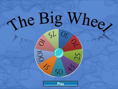 Play Instructions: 1) Divide into Teams 2) Ask a Question to a Team 3) If correct, click the Spin Wheel Button to choose the number of points that team.