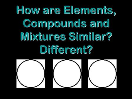 How are Elements, Compounds and Mixtures Similar? Different?