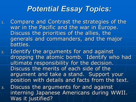 essay topics on the pacific war