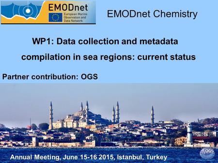 Annual Meeting, June 15-16 2015, Istanbul, Turkey WP1: Data collection and metadata compilation in sea regions: current status EMODnet Chemistry Partner.
