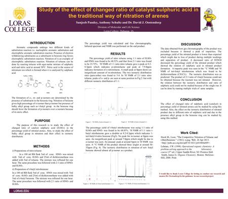 Study of the effect of changed ratio of catalyst sulphuric acid in the traditional way of nitration of arenes Sanjeeb Pandey, Anthony Schultz and Dr. David.