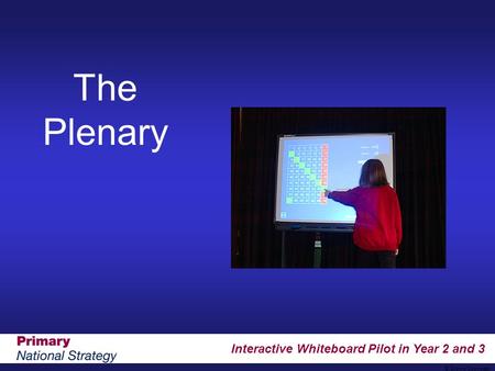 Interactive Whiteboard Pilot in Year 2 and 3 © Crown Copyright The Plenary.