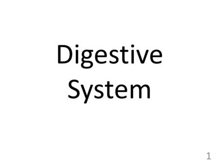 Digestive System 1. Digestive system 2 Food Intake - Ingestion 1. 2. 3. 4. 3.