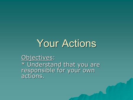 Your Actions Objectives: