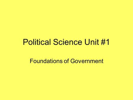 Political Science Unit #1
