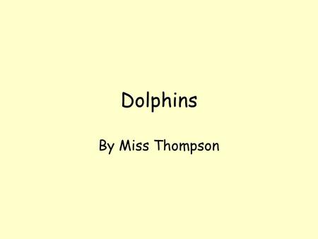 Dolphins By Miss Thompson. Dolphins Habitat Appearance Types of Dolphin Prey / Predators Sources of Information.
