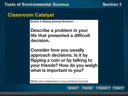 Tools of Environmental ScienceSection 3 Classroom Catalyst.