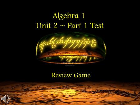 Algebra 1 Unit 2 ~ Part 1 Test