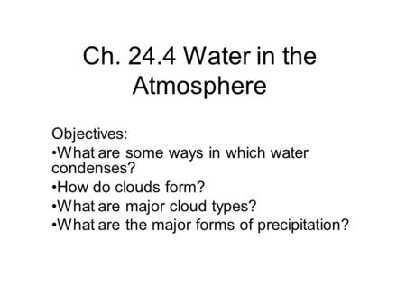 Ch Water in the Atmosphere