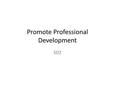 Promote Professional Development