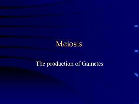 Meiosis The production of Gametes. Meiosis The production of gametes During this process specialized cells in the gonads, produce sex cells that contain.