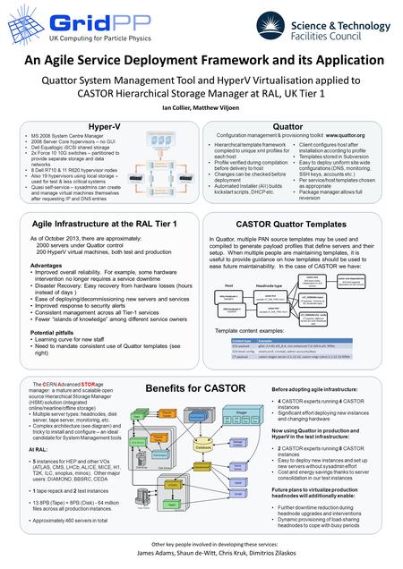 An Agile Service Deployment Framework and its Application Quattor System Management Tool and HyperV Virtualisation applied to CASTOR Hierarchical Storage.
