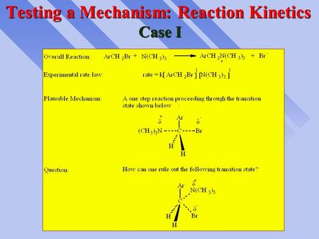 Testing a Mechanism: Reaction Kinetics Case I. Testing a Mechanism: Reaction Kinetics Case II.