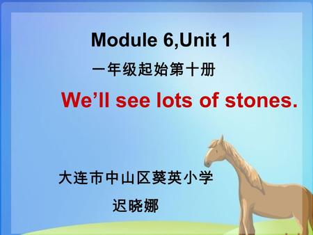 大连市中山区葵英小学 迟晓娜 We’ll see lots of stones. Module 6,Unit 1 一年级起始第十册.