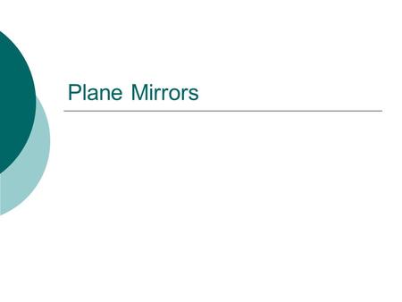 Plane Mirrors.