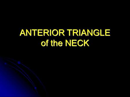ANTERIOR TRIANGLE of the NECK
