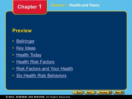 Chapter 1 Preview Bellringer Key Ideas Health Today